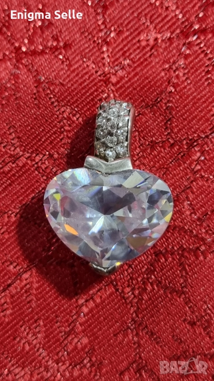 Сребърен медальон, висулка сърце 925, снимка 1