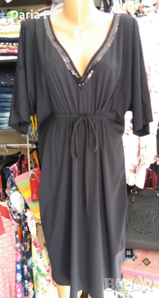 Черна рокля с черни пайети около деколтето - размер 2ХЛ/3ХЛ , снимка 1