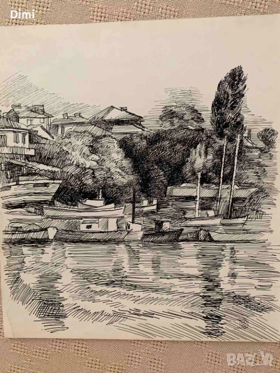 ЕЛКА НАЙДЕНОВА пейзаж – туш , снимка 1