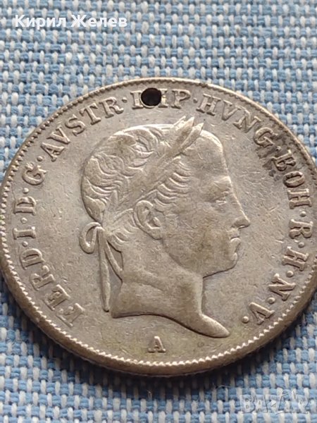 Сребърна монета 20 кройцера 1840г. Фердинанд първи Виена Австрийска империя 13631, снимка 1