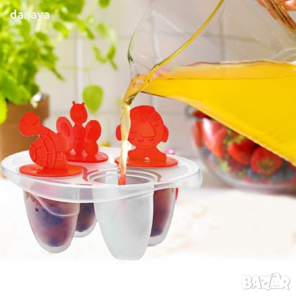 2354 Форми за сладолед на клечка животинки, 4 гнезда, снимка 1