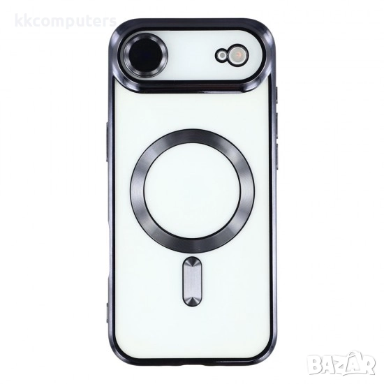 Силиконов кейс bSmart Chrome Magsafe с протектори за камерите, За iPhone 17 Air (6.9), Черен, снимка 1