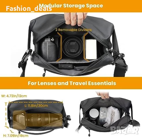 Нова удобна Чанта за рамо за фотоапарат с 2 подвижни разделителя за съхранение на аксесоари, снимка 4 - Чанти, стативи, аксесоари - 42355374