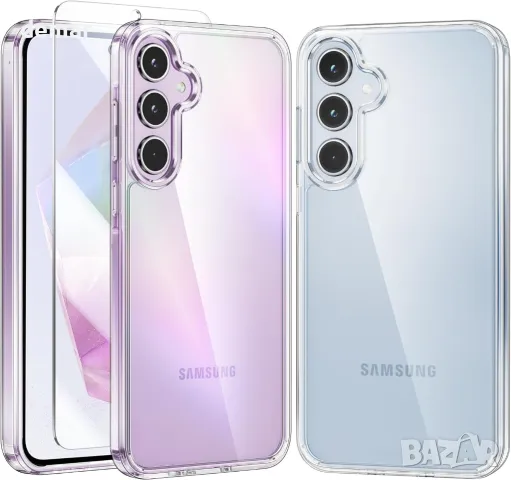 Калъф FNTCASE за Samsung Galaxy A35-5G, прозрачен, включва протектор за екран