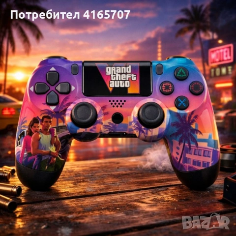 Безжичен джойстик за PS4 с тъчпад, вибрация и LED осветление – FC25 / GTA дизайн, снимка 3 - Други игри и конзоли - 53154816