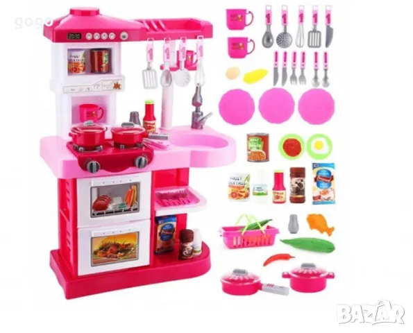 Детска кухня, с 28 аксесоара, розова с вода, снимка 2 - Други - 47946377