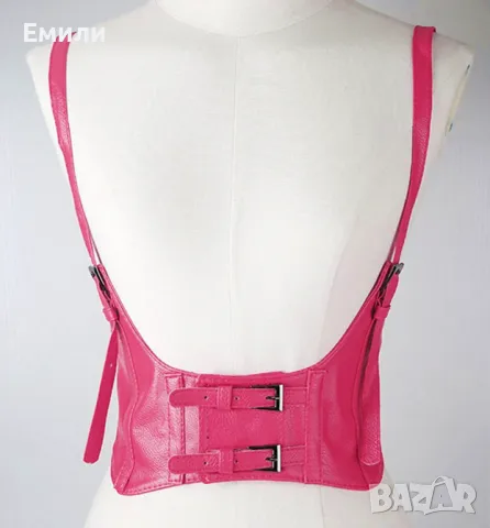 Розов кожен корсет-колан с презрамки и катарами р-р XS/S, снимка 1
