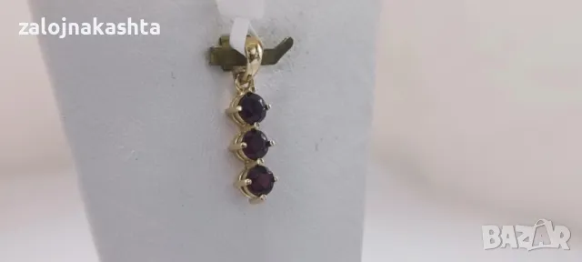 Нова Златна висулка с гранат-1,10гр/14кр, снимка 3 - Колиета, медальони, синджири - 48205492