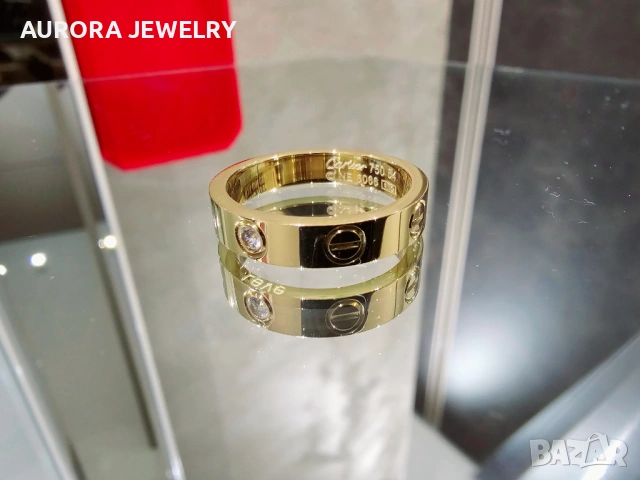 CARTIER Love Gold 1 Diamond Small Model Пръстен, снимка 2 - Пръстени - 53029471