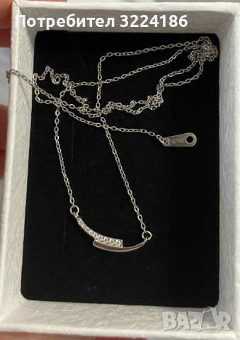 Нежно сребърно колие 40-45 см, снимка 2 - Колиета, медальони, синджири - 51841141