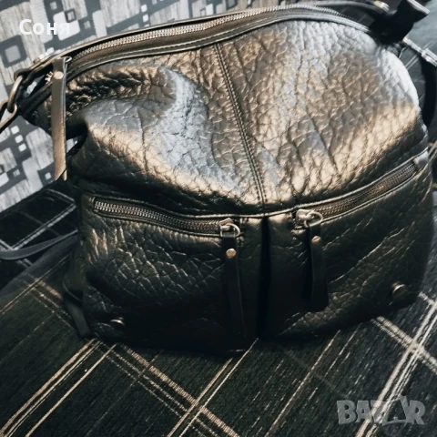 Дамска чанта черна тип торба с дълга и къса дръжка, снимка 11 - Чанти - 50917480