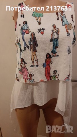 ДАМСКА Италианска БЛУЗА  с удължен гръб -  Размер М / L , снимка 2 - Туники - 36938851