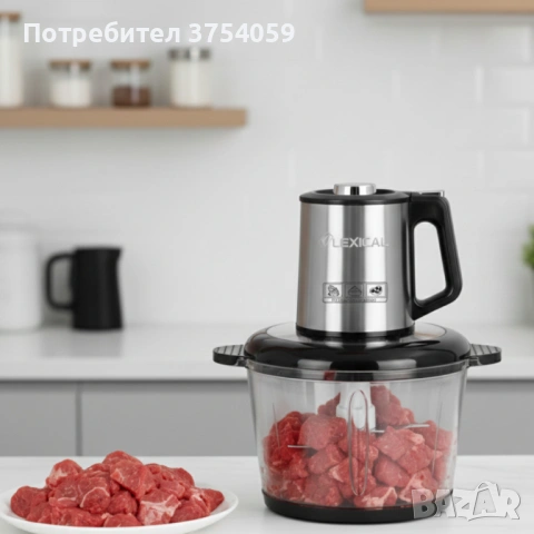 Електрически чопър Lexical LCH-1970 с неръждаем корпус и стъклена купа, снимка 4 - Чопъри и пасатори - 53084530