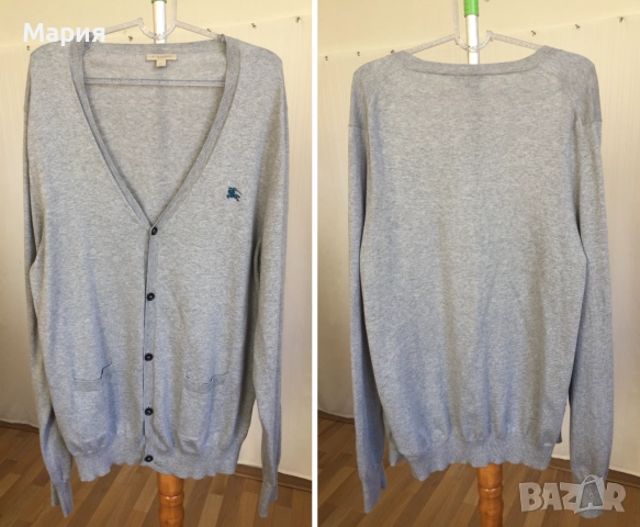 ХЛ / ХХЛ Burberry Brit Мъжка Оригинална Жилетка 100% Памук Бърбъри Брит Сива , снимка 5 - Пуловери - 51966556