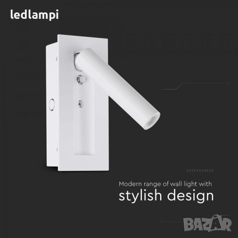 LED Аплик 2W За Вграждане Бял Топло Бяла Светлина, снимка 5 - Лампи за стена - 42746062