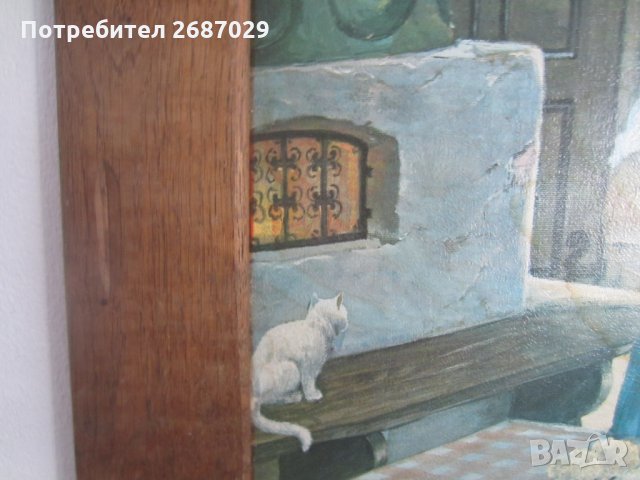 Стара масивна голяма дървена рамка с приятен кръчмарски принт, снимка 2 - Други - 32024855