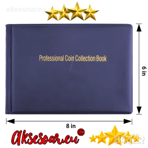 Кожен класьор албум с капачета за 240 монетни пари книга колекция за събиране на монети подарък за с, снимка 15 - Нумизматика и бонистика - 35550991