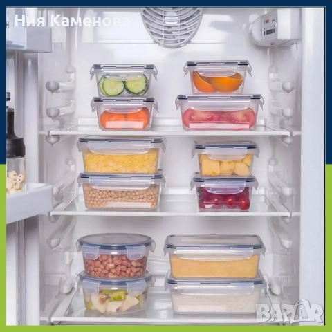 Комплект от 12 кутии за храна за обяд – пластмасови контейнери с капаци, снимка 4 - Кутии за храна - 52871700