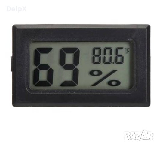 Термометър и влагомер, без сонда, за вграждане, -50°C до 70°C, 10% до 99%, 46x26mm, снимка 1 - Други инструменти - 42348467