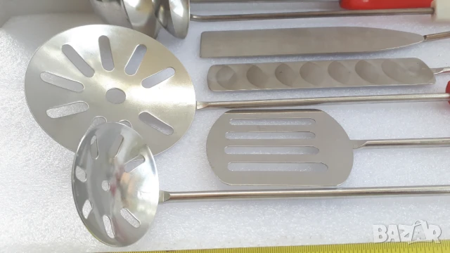 Лот метални кухненски прибори за готвене, червени и бели, снимка 4 - Прибори за хранене, готвене и сервиране - 51139657