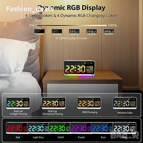 Нов Голям цифров часовник RGB цветен будилник Дом Спалня, снимка 5 - Други стоки за дома - 42310943