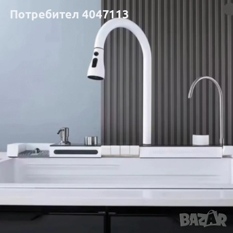 Умна кухненска мивка с изтеглящ се кран – LED дисплей, водопад, , снимка 3 - Аксесоари за кухня - 53112222