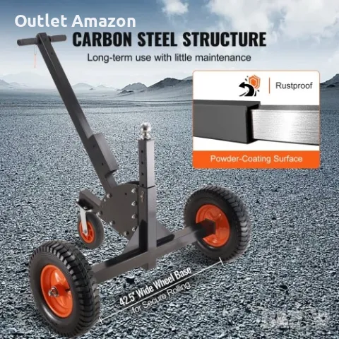 VEVOR Регулируема количка за ремарке, 680 кг. капацитет на тежестта на теглича, снимка 6 - Ремаркета - 47483508