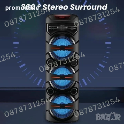 Голяма и Мощна Тонколона 3х8 инча с Безжичен Микрофон и Дистанционно, снимка 3 - Тонколони - 52513847