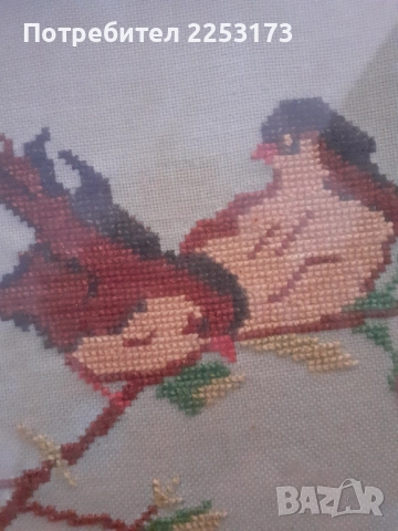 БГ гоблен в рамка с мотив-,,Две кадънки пеят,,, снимка 5 - Декорация за дома - 36254093