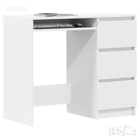 vidaXL Бюро, бяло, 90x45x76 см, инженерно дърво, снимка 4 - Бюра - 56147772