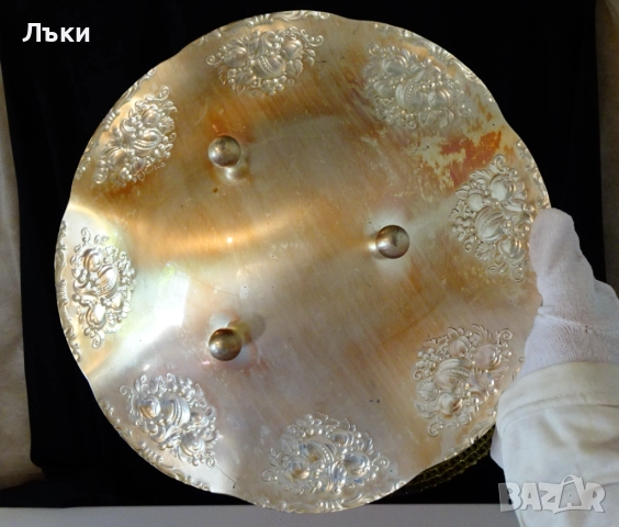 Посребрена фруктиера 30 см.,релефни плодове. , снимка 4 - Антикварни и старинни предмети - 51597226