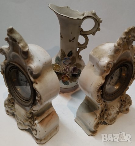 Стар порцеланов часовник, снимка 6 - Стенни часовници - 29678665