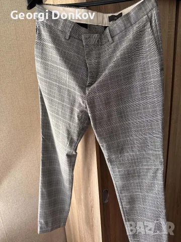 Елегантен мъжки панталон H&M, каре – Размер M (Slim Fit), снимка 3 - Панталони - 56059469