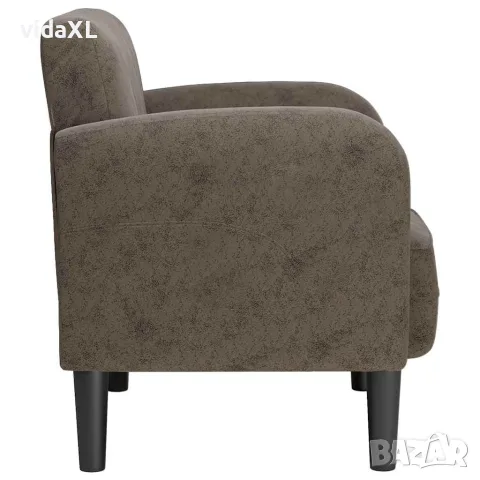 vidaXL Разтегателен диван с подлакътници тъмносив 54см изкуствена кожа, снимка 4 - Дивани и мека мебел - 56147488
