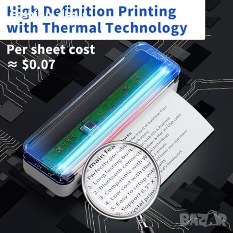 Нов JADENS Безжичен Термопринтер A4 - Съвместим с iOS, Android и Лаптоп, снимка 6 - Друга електроника - 42746409