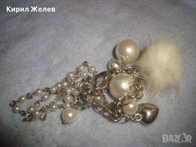 ОРИГИНАЛЕН АРТ ДИЗАЙН ПОСРЕБРЕНА НЕЖНА ФИНА ДАМСКА ГРИВНА с ПУХЧЕ 31318, снимка 4 - Гривни - 38042238