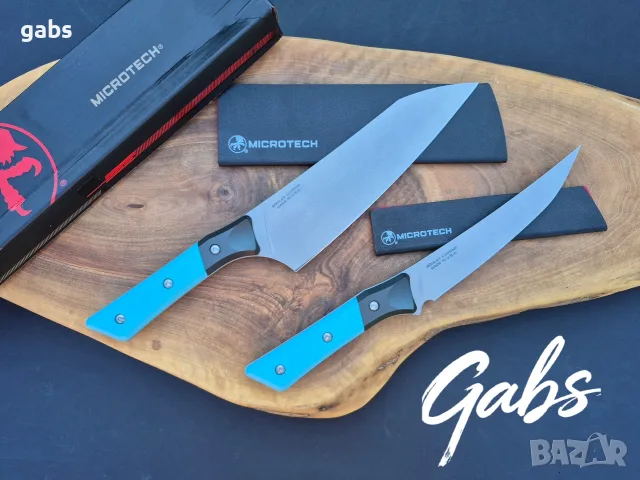Нож с фиксирано острие Microtech Santoku 3100B/3200B ,Bohler M390 фултанг, снимка 3 - Ножове - 56209525