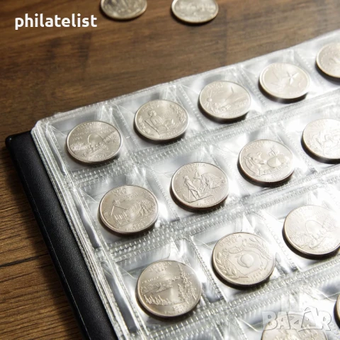 Класьор ELEGANT за 240 монети до 29 мм с 10 листа , черен , снимка 4 - Нумизматика и бонистика - 51360131