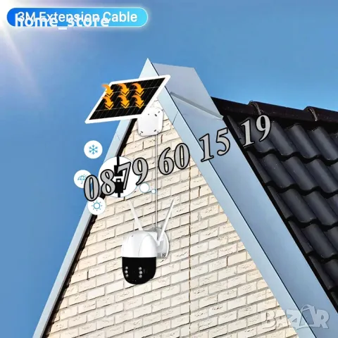 Соларна безжична WIFI камера 5G 5MP с микрофон, нощно виждане, снимка 8 - IP камери - 49693439