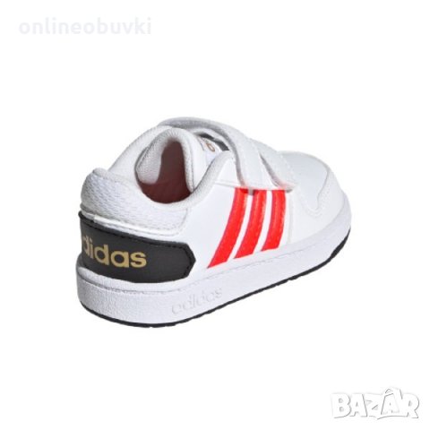 НАМАЛЕНИЕ!!!Бебешки спортни обувки ADIDAS HOOPS Бяло с червени ленти, снимка 3 - Детски маратонки - 35315526
