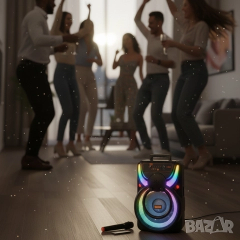 Преносима Bluetooth тонколона WSJAR E-8807 – Караоке, FM, LED ефекти, снимка 2 - Тонколони - 52776380