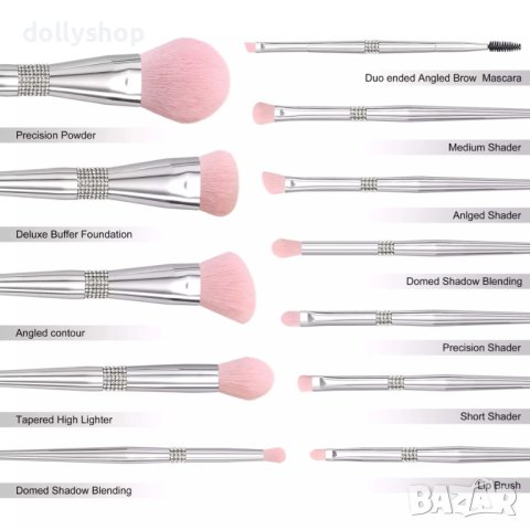 Комплект Четки за Грим с Кристали Сребърни дръжки, снимка 6 - Декоративна козметика - 40278030