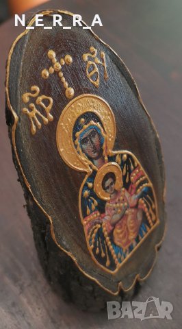 Малка икона Богородица с младенеца - изображение върху дърво, снимка 3 - Антикварни и старинни предмети - 38497268