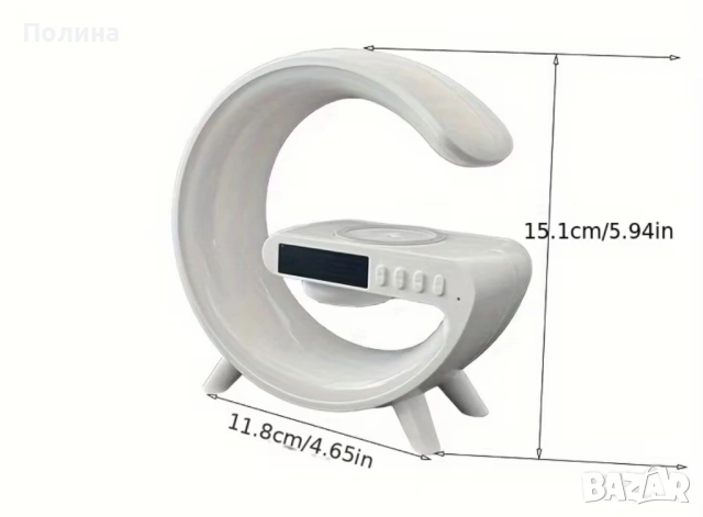 НОВО Безжично Зарядно-Нощна Лампа-Часовник-Bluetooth, снимка 5 - Безжични зарядни - 53274577