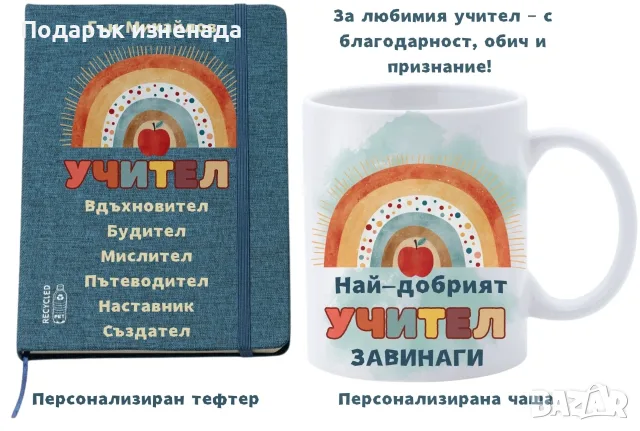 Персонализиран подарък за учител/ учителка – подаръчен комплект, снимка 15 - Арт сувенири - 50505561