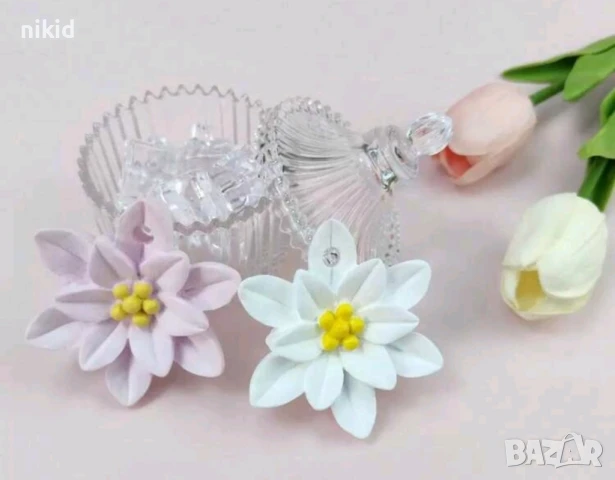 Цвете тип Лотус Коледна звезда с дупка силиконов молд форма фондан смола шоколад гипс декор