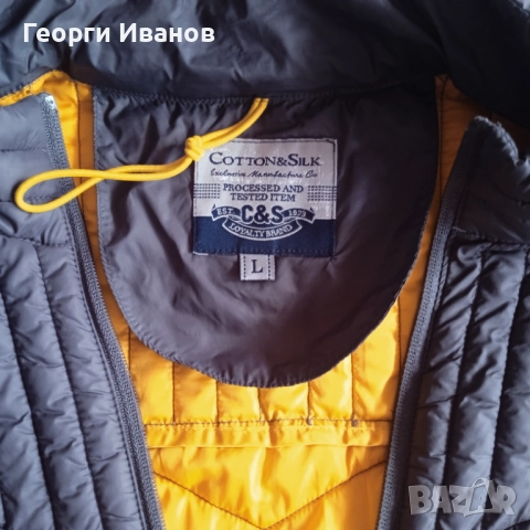 КАТО НОВО L/XL COTTON&SILK преходно яке пролет-есен бомбър puffer jacket, снимка 4 - Якета - 52719612