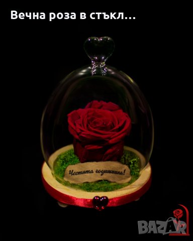 Подарък за рожден ден / Естествена Вечна Роза в Стъкленица / Уникален Подарък за Жена, снимка 7 - Други - 28122874