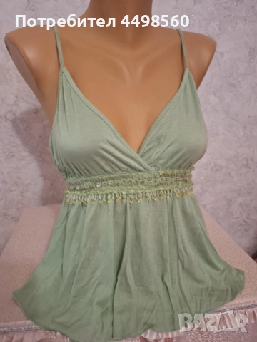 Зелен Дамски Топ с камъни 