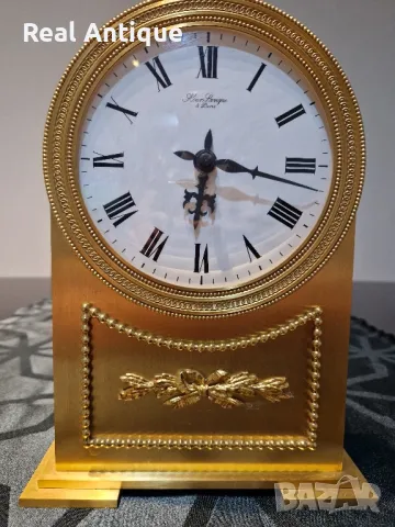 Рядък антикварен колекционерски бронзов каминен настолен френски механичен часовник , снимка 3 - Антикварни и старинни предмети - 49043364